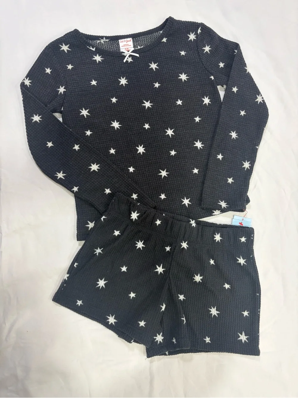 Cat & Jack Navy Star Waffle Knit Pajama Top & Shorts